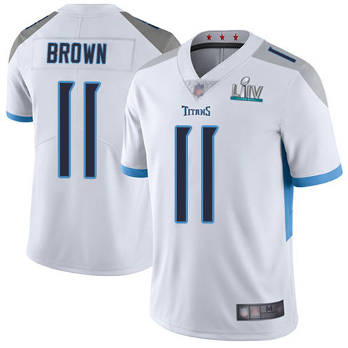 Men's Tennessee Titans #11 A.J. Brown Super Bowl LIV White Vapor Untouchable Stitched NFL Jersey